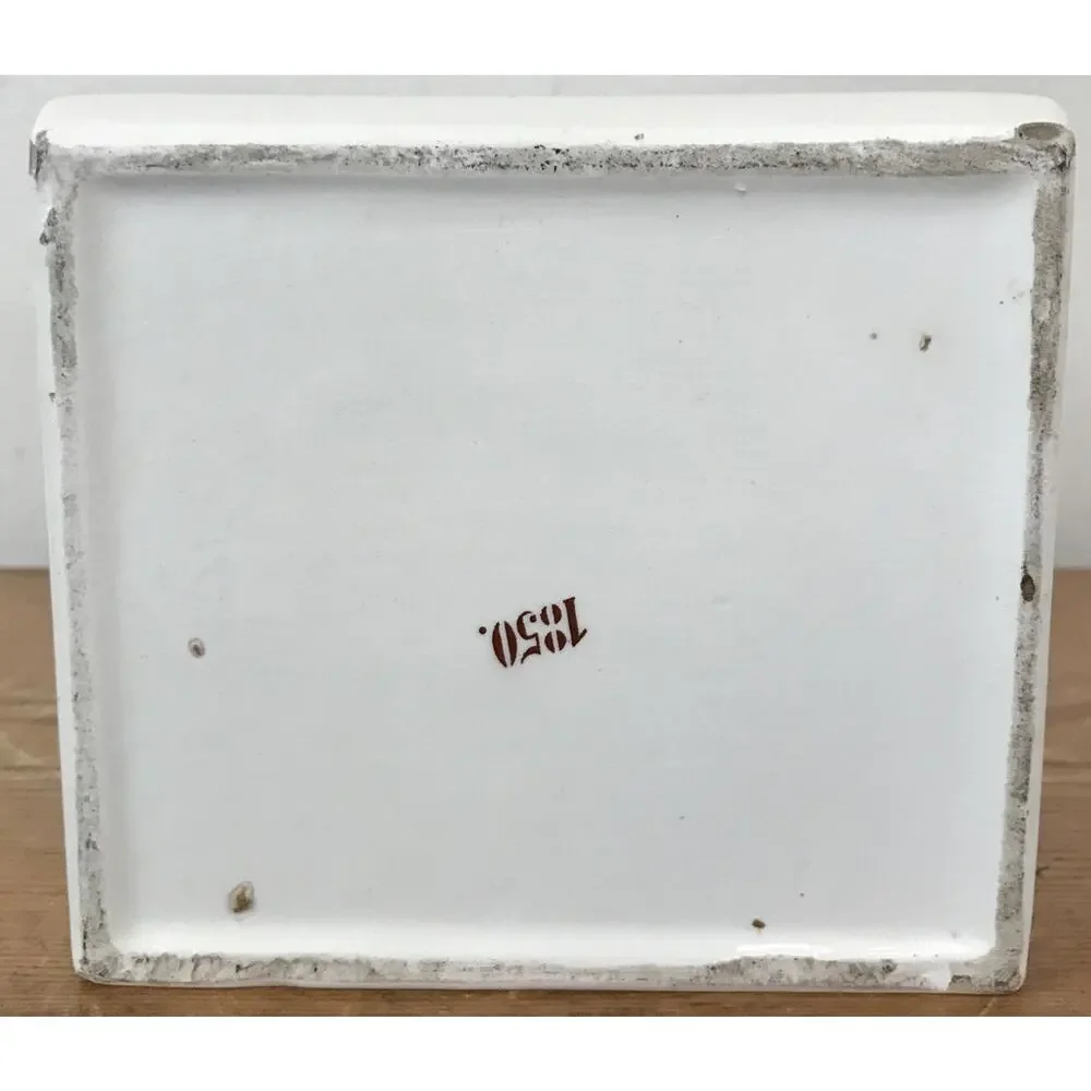 Vtg Antique Danish Salt Wall Hanging Ceramic Wood Floral Bin Kitchen Container
